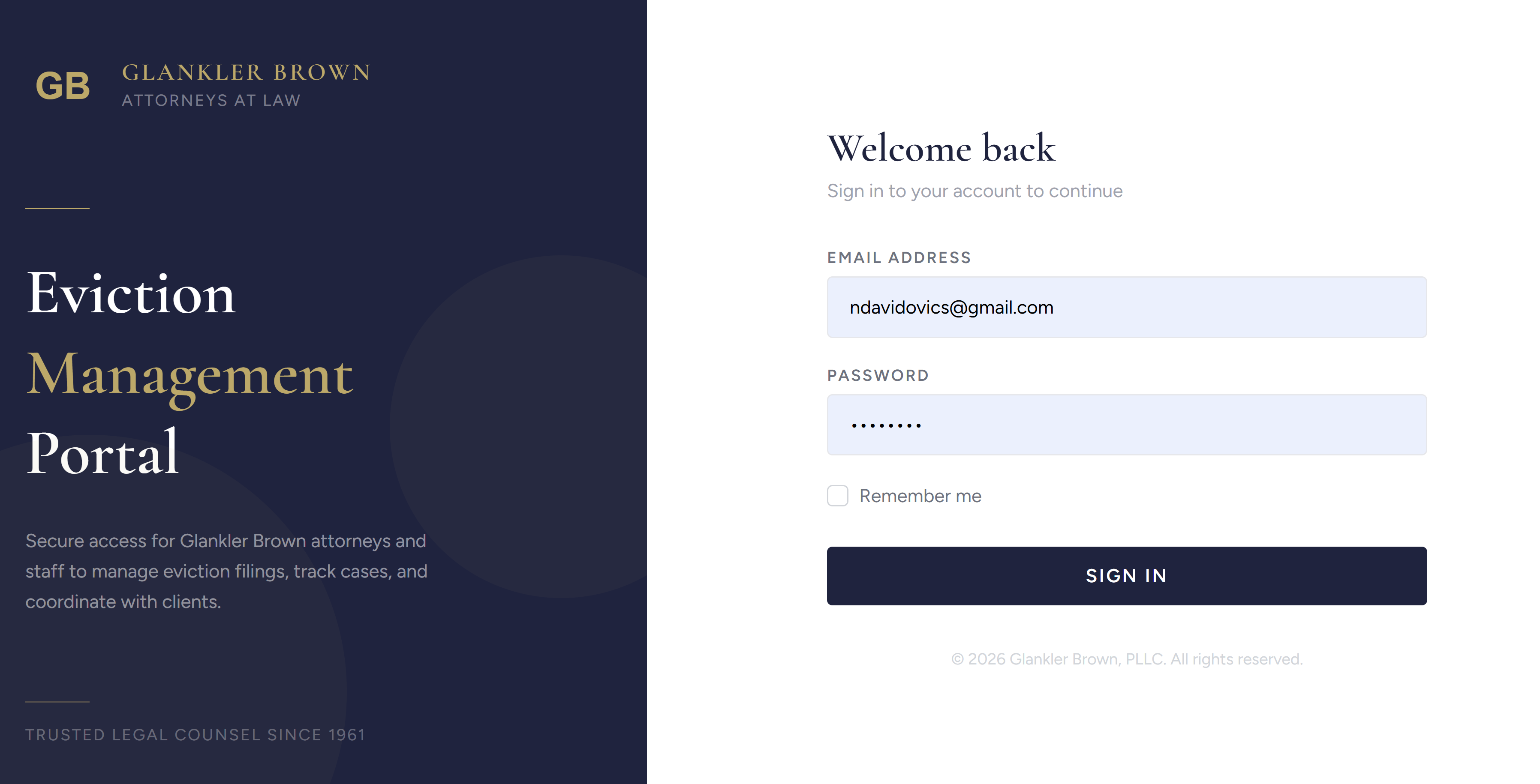 Glankler Brown Eviction Management Portal